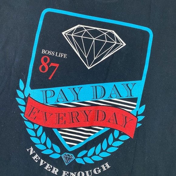 Men's Black Short Sleeve 2MONKEYS Pay Day Everyday Graphic Tee Sz. 3X T-Shirt - Picture 2 of 6